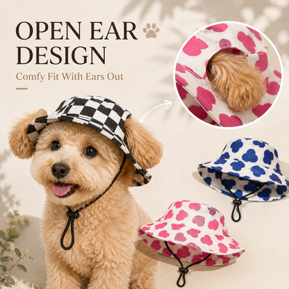 🐾 Adjustable Pet Bucket Sun Hat – Cute Outdoor Visor 👒