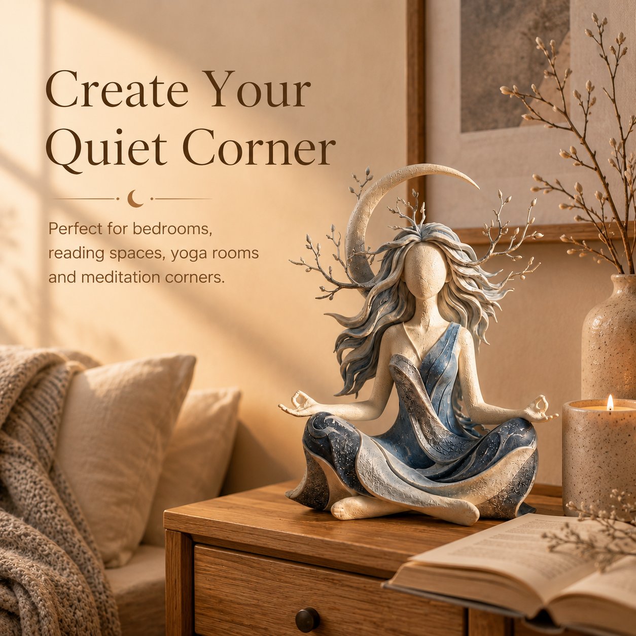 🌿 Serene Goddess of Nature Sculpture – Earth Peace Statue 🧘