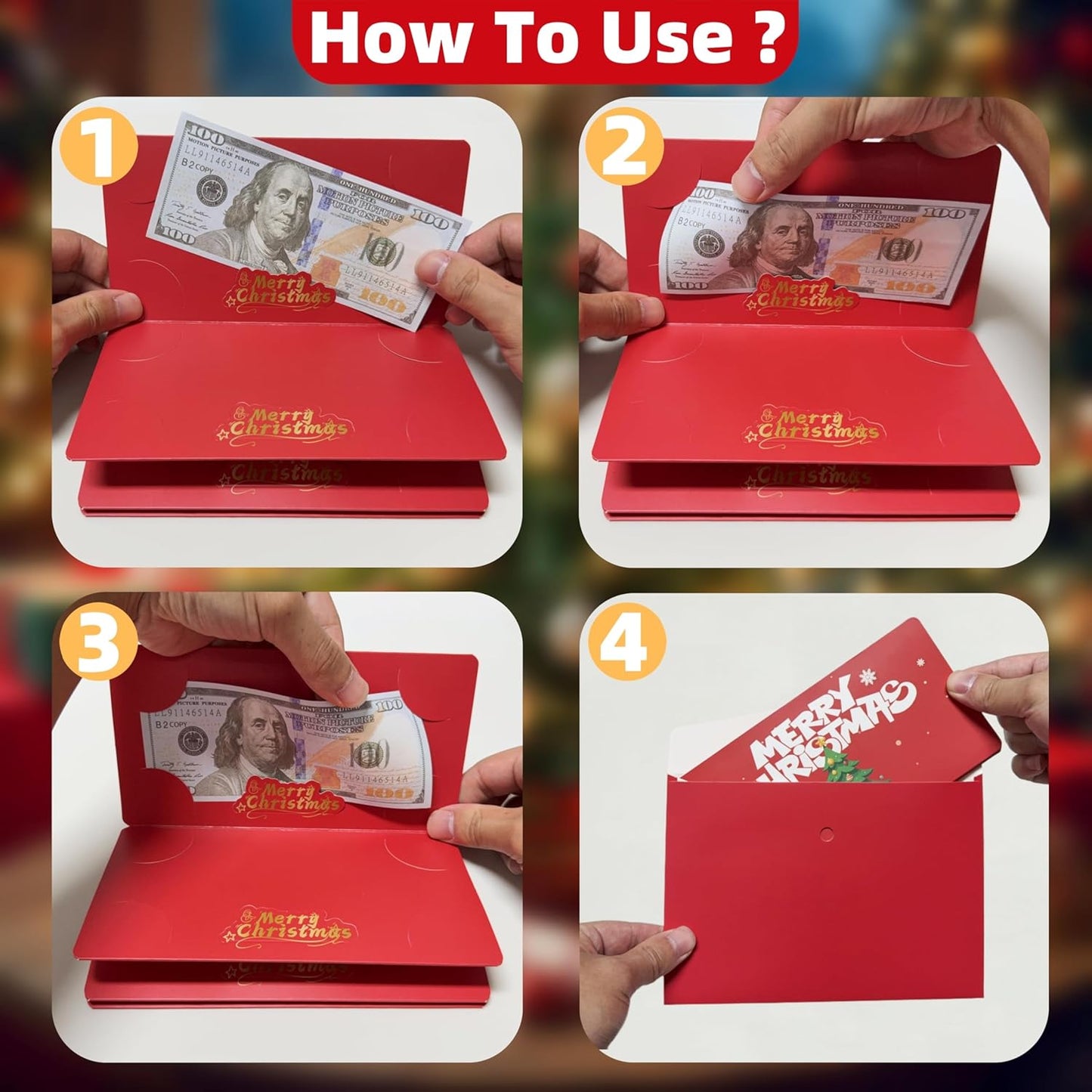 🎁 Foldable Surprise Christmas Cash Gift Envelope – Pop-Up Holiday Money Holder ✨
