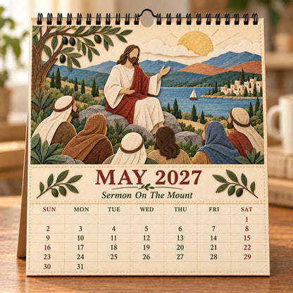 ✝️ 2027 A Year With Jesus Wall Calendar – 12-Month Gospel Art & Scripture Planning 🕊️
