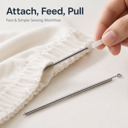 25cm Spring Loop Threader, Flexible Stainless Steel Drawstring Threader Tool,Bendable Multi-Purpose Cord Threading Tool for Eyelets, Elastic and Lace