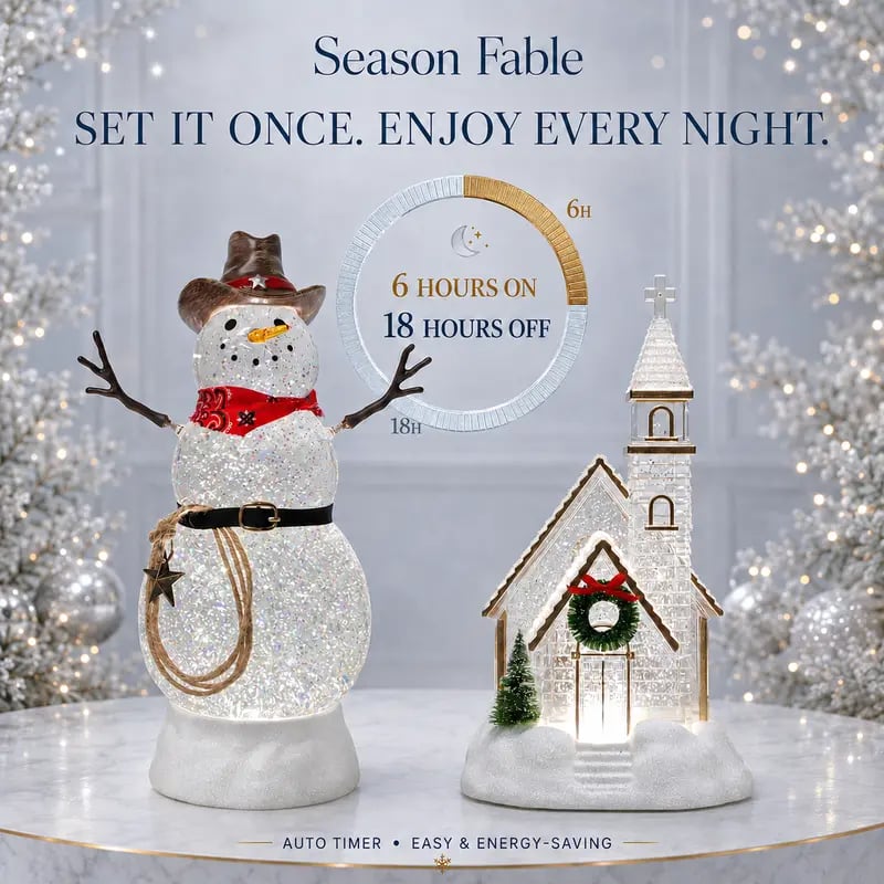 ❄️ Illuminated Musical Christmas Snow Globe Lantern – Swirling Snow, Warm Lights & Festive Music