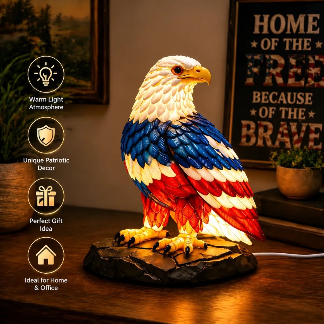 ⚡️Independence Day 49% OFF- 🦅U.S. 250th Eagle Stained Glass Table Lamp