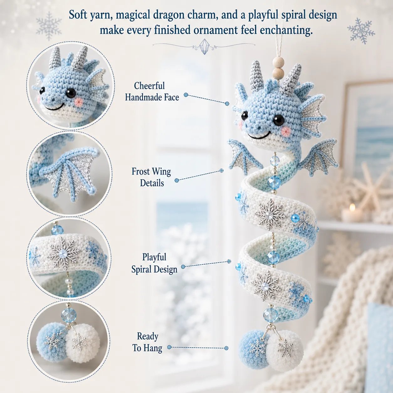 ⏳ Last Day 49% OFF – 🐉 DIY Dragon Spiral Hanging Ornament Crochet Kit ✨