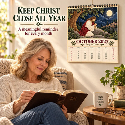 ✝️ 2027 A Year With Jesus Wall Calendar – 12-Month Gospel Art & Scripture Planning 🕊️