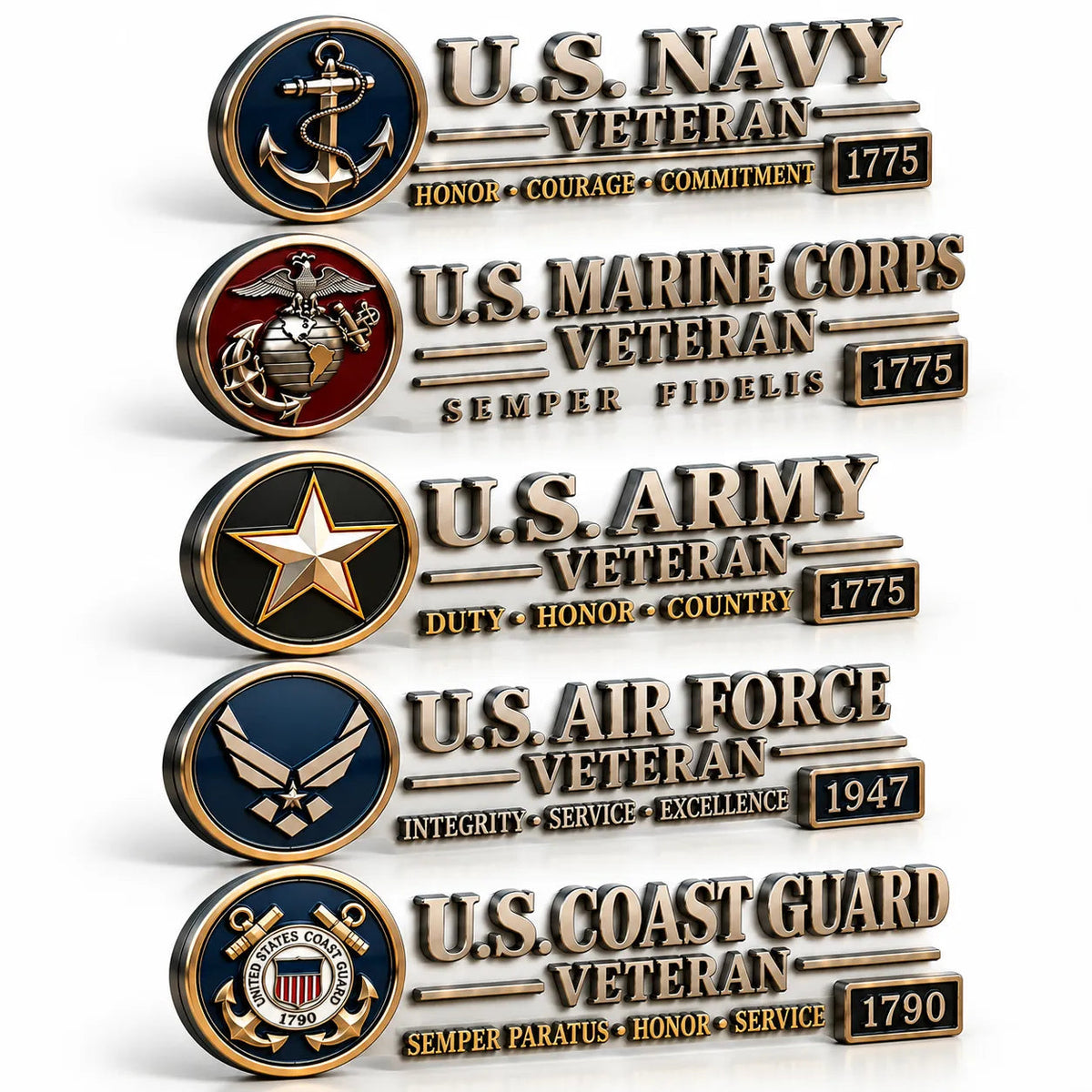 🎖️ Veteran Pride 3D Metal Car Emblem – Military Service Tribute Badge 🚗