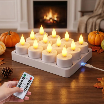 🕯️ Rechargeable Flameless LED Candle Set – Multi-Station Dock & Remote Control ✨