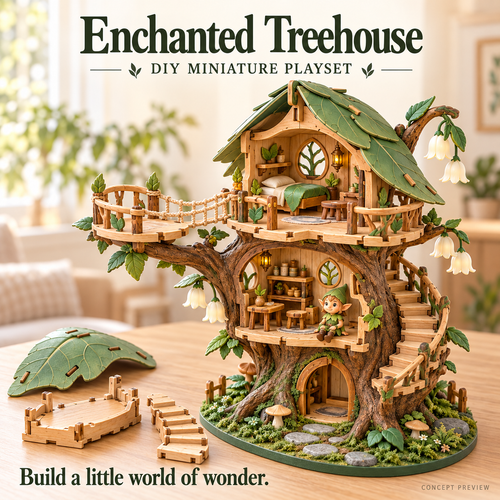 🔥LAST DAY 49% OFF -Enchanted Treehouse – DIY Miniature Fairy House Play set✨