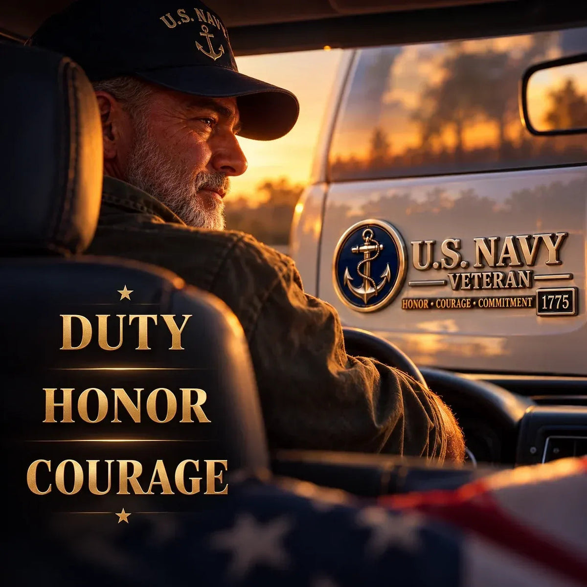 🎖️ Veteran Pride 3D Metal Car Emblem – Military Service Tribute Badge 🚗