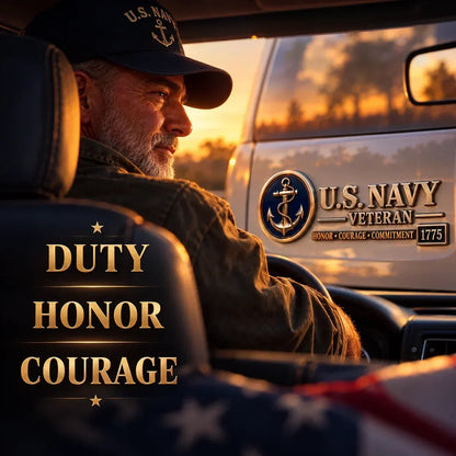 🎖️ Veteran Pride 3D Metal Car Emblem – Military Service Tribute Badge 🚗