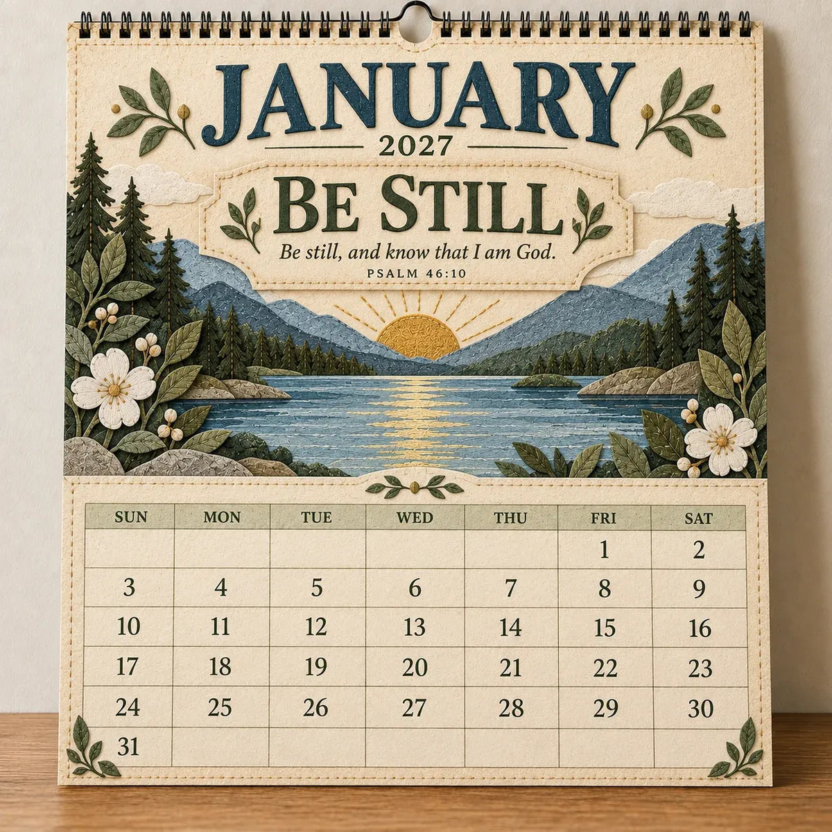 📖 2027 Psalms of Comfort & Strength Wall Calendar – 12-Month Scripture Art ✝️