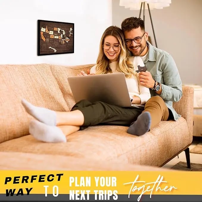 🔥 50% OFF TODAY | Wooden USA Travel Map Puzzle 🗺️ The Ultimate Gift For Couples 🎁