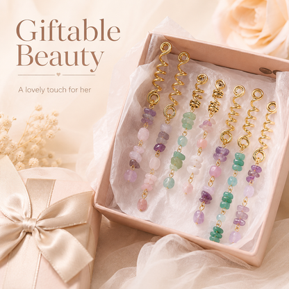 European and American-style bold braided hair ties with unique natural stone pendants