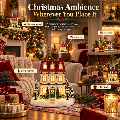 🎄 Lighted Christmas House Diffuser – Cozy Holiday Cottage with Gentle Mist ✨