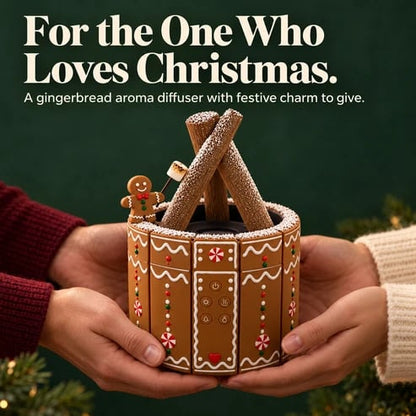 🎄 Gingerbread Campfire Aroma Diffuser - Cozy Flame Mist Christmas Decor 🍪