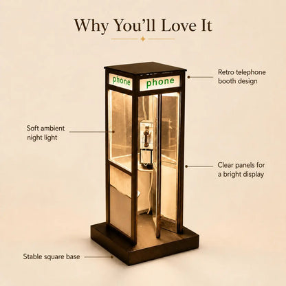 🌟 Retro Telephone Booth Lamp – Cozy Vintage Night Light for Bedroom, Desk & Home Decor