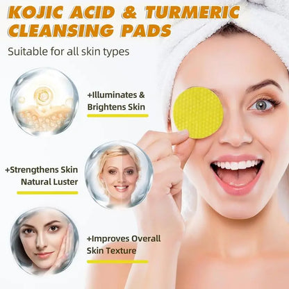 💸 SAVE BIG 💸  Natural Turmeric & Kojic Acid Exfoliating Cleansing Pads for Dark Spots | 20 Pads 🧼