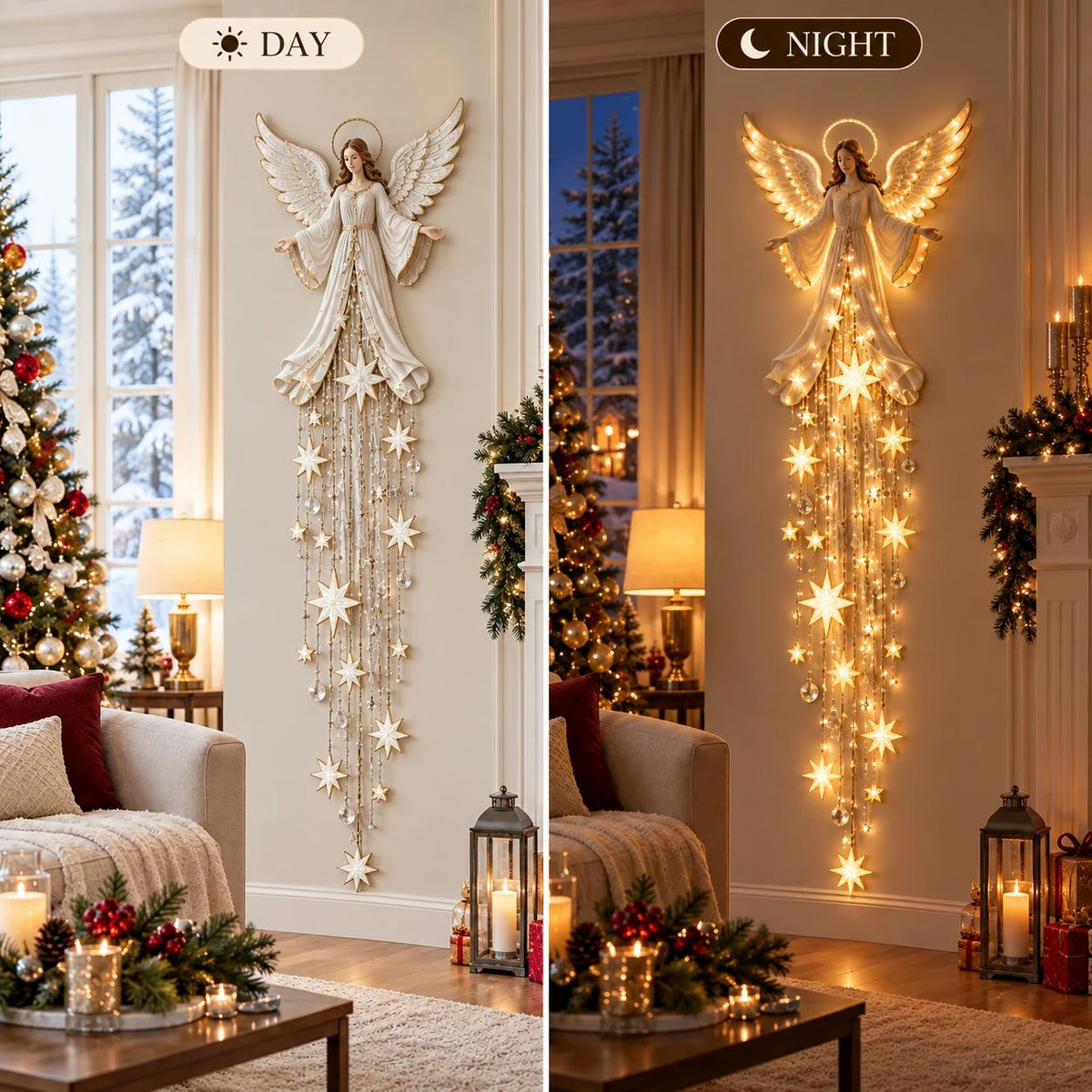 🔥Last Day 49% OFF✨ Angel Blessing Starfall Wall Light™ – Heavenly Christmas Wall Decor