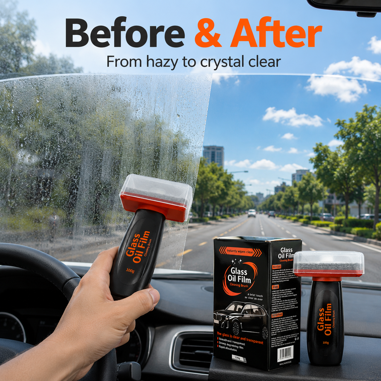 New Glass Film Remover: Cleaning Solution with Coating Remover Paste and Sponge Brush