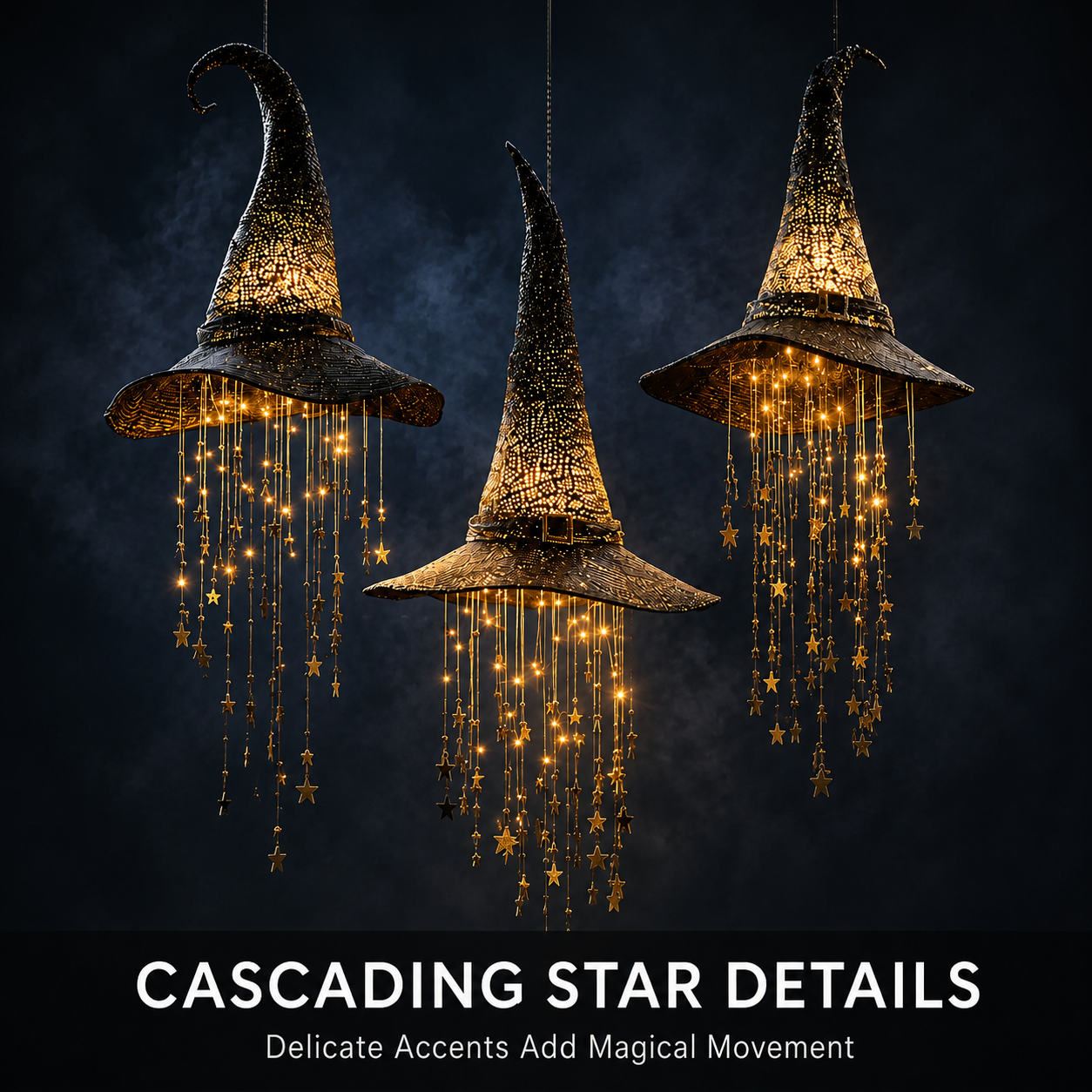 🧙‍♀️ Glowing Witch Hat Hanging Light – Halloween Star Lantern Decor
