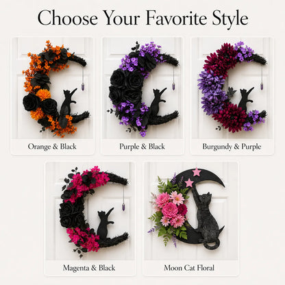 🔥Last Day 49% OFF - 🐈‍⬛🌙Handmade Halloween Cat Wreath
