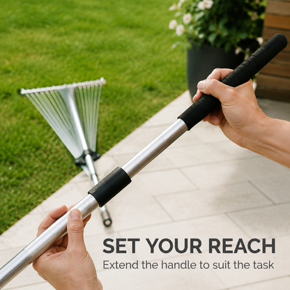 Deciduous Metal Rake for Landscaping and Farming, Telescopic Grass Rake for Home Use