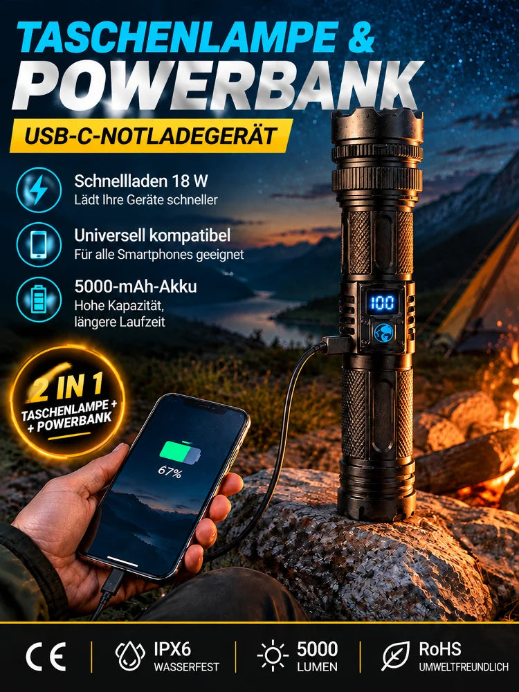 🔦【Ultra Bright Sky Cannon】Ultra-bright white laser flashlight, rechargeable and portable for emergencies