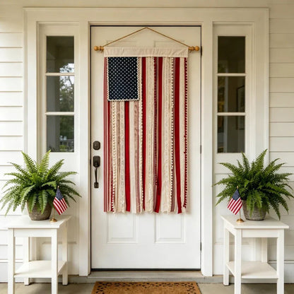 🔥 55% OFF Today Only 🇺🇸 Lighted Rag American Flag Banner ✨ Patriotic Porch Decor 🎆