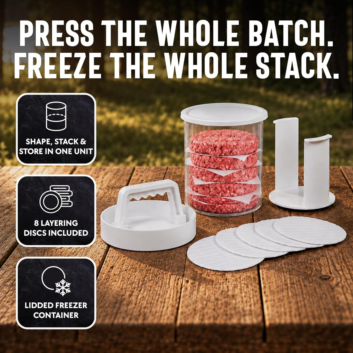 🍔 Hamburger Press Patty Maker - Stackable Freezer Storage Burger Mold 🥩