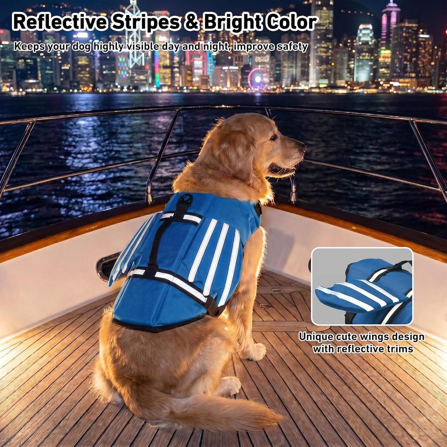 Adjustable Dog Life Jacket with Cute Wing Design