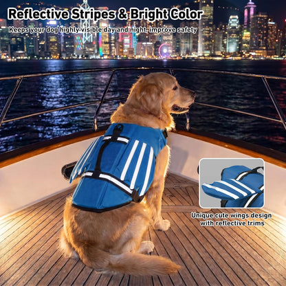 Adjustable Dog Life Jacket with Cute Wing Design