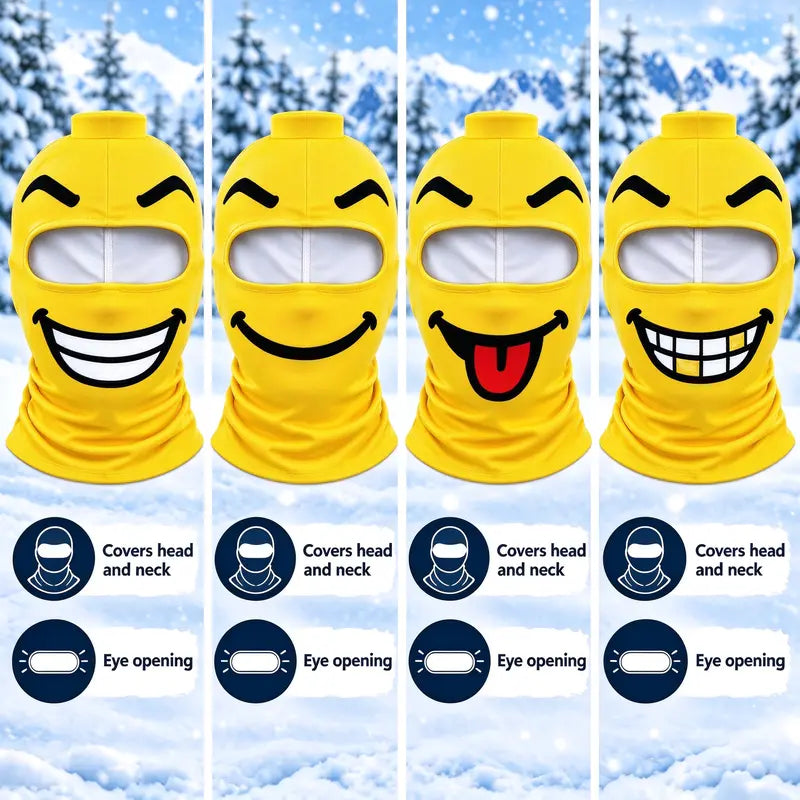 Four funny ski mask expression styles and coverage