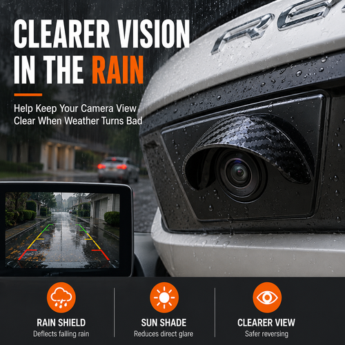 🚗 Universal Vehicle Backup Camera Rain Shield & Sun Visor (4 PCS Set) 🌧️