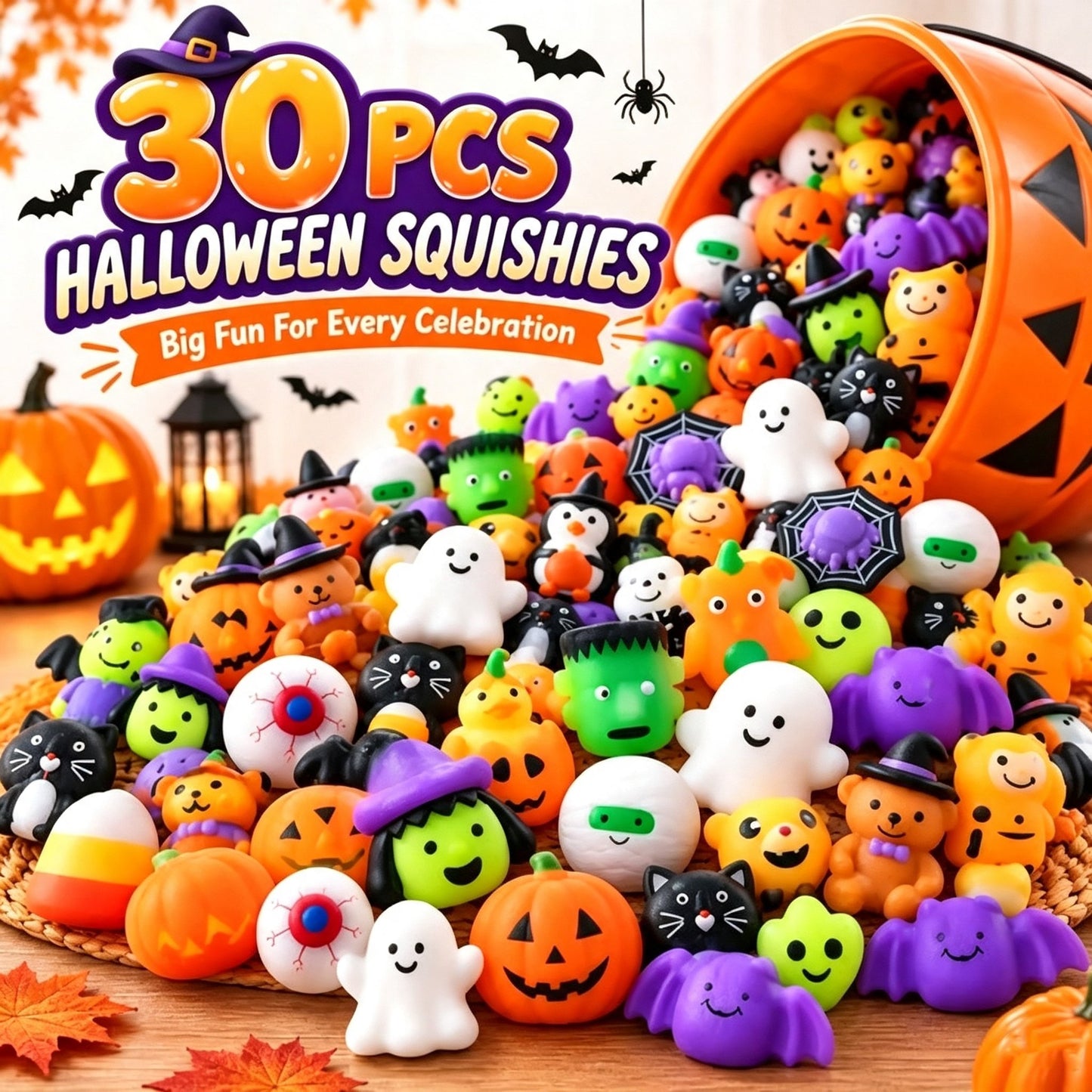 🔥Last Day 50% OFF ！🎃 Halloween Mochi Squishy Toys – Cute Party Favors & Goodie Bag Fillers 👻