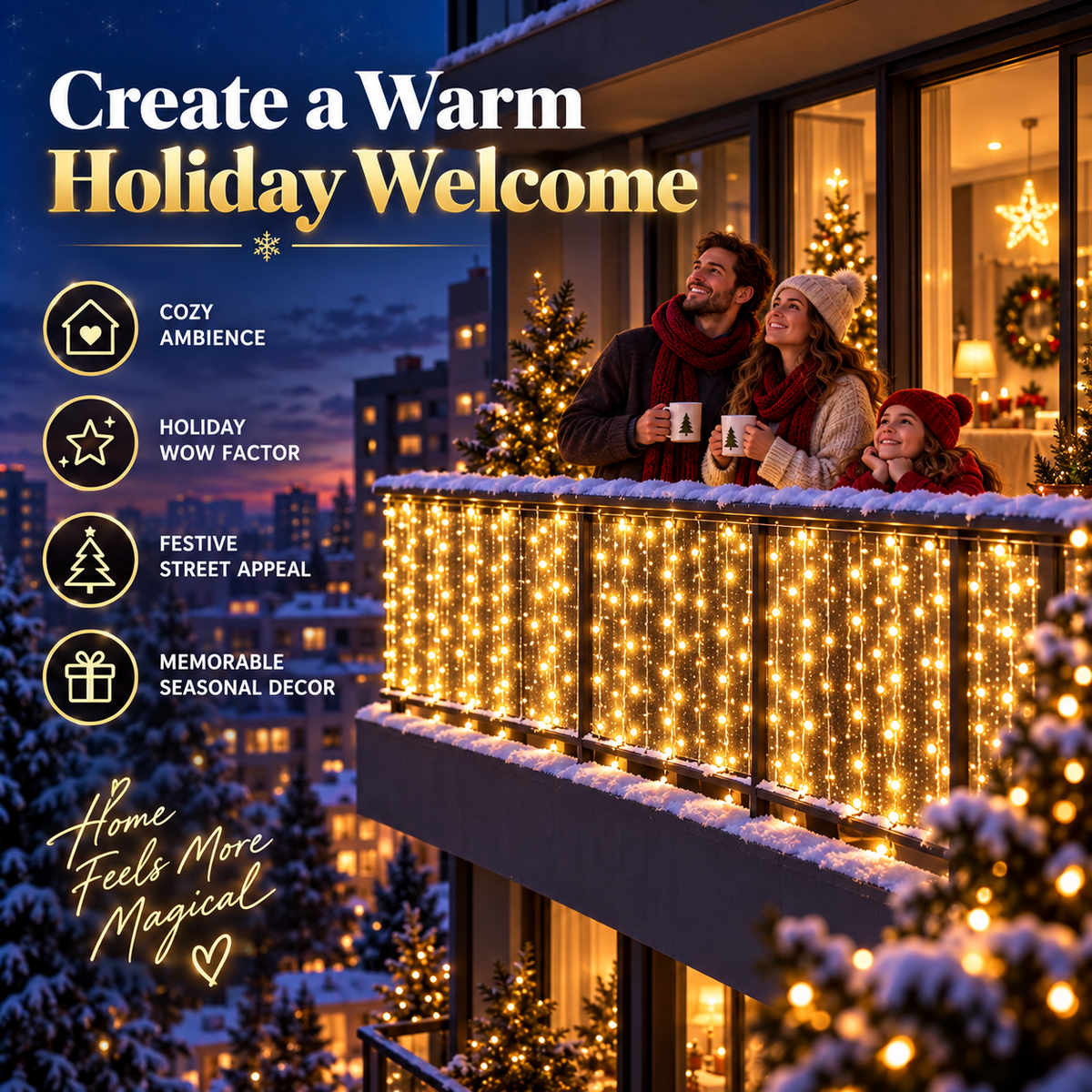 ✨ Smart App-Controlled RGB Pixel Christmas Curtain Lights with Animated Holiday Scenes 🎄