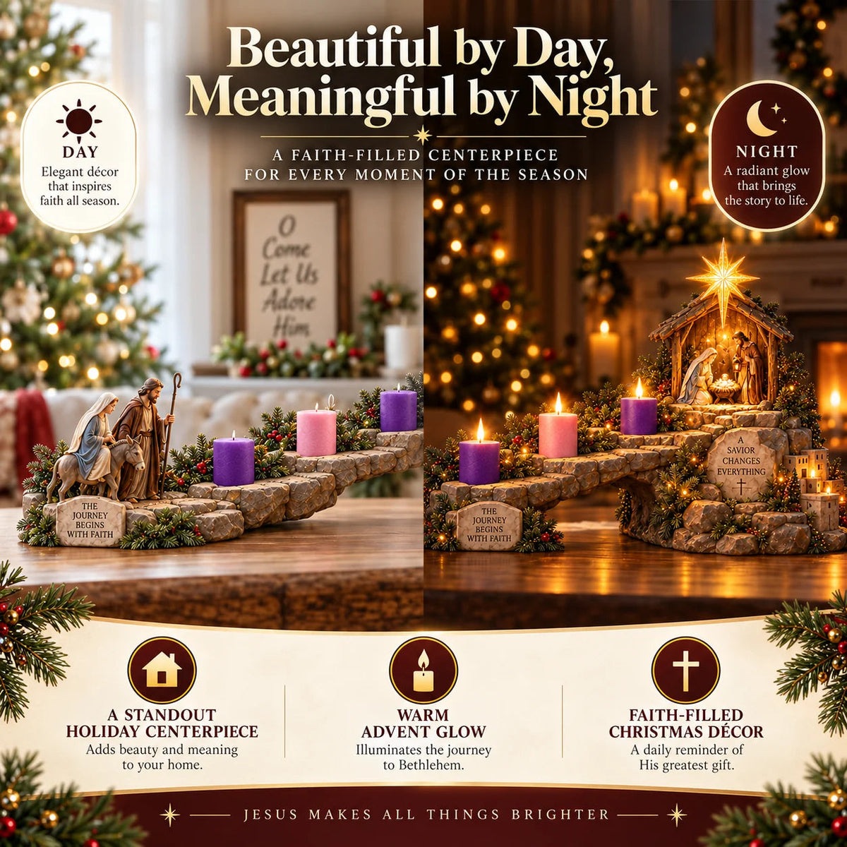 ✨✝️ Journey to Bethlehem Lighted Advent Nativity – A Meaningful Christmas Tradition 🌟