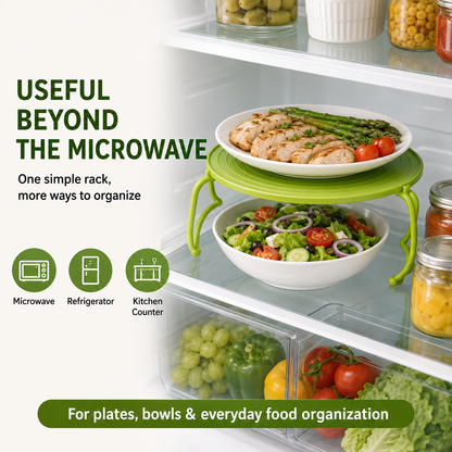 🍲 Foldable Double-Decker Microwave Rack – 2-Level Meal Heating Stand ✨