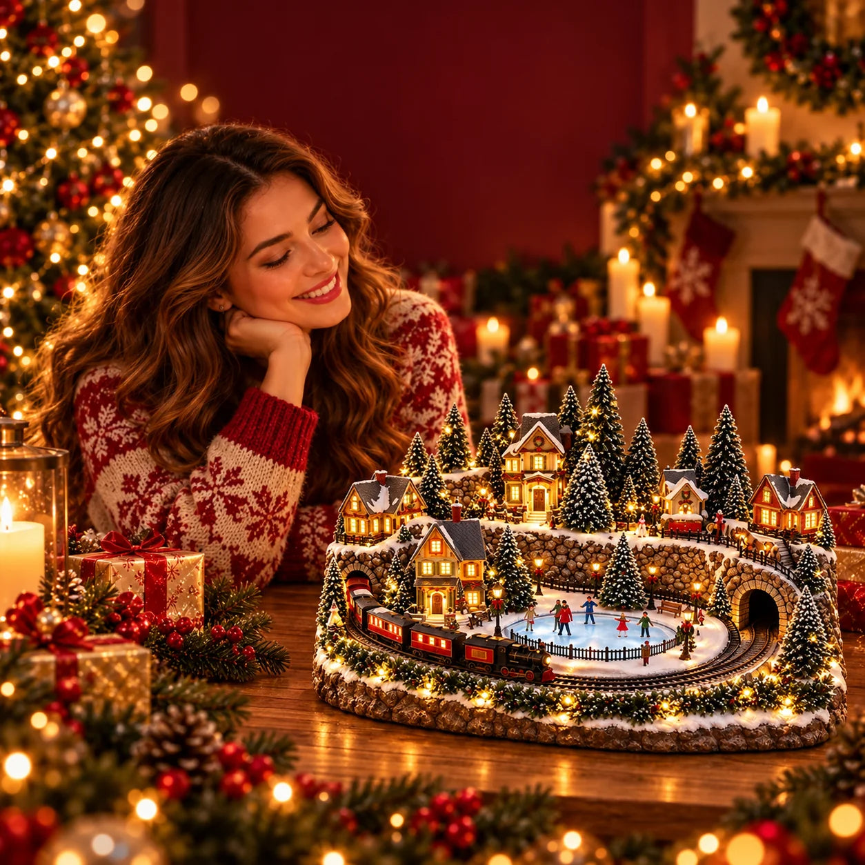 Christmas village family holiday display
