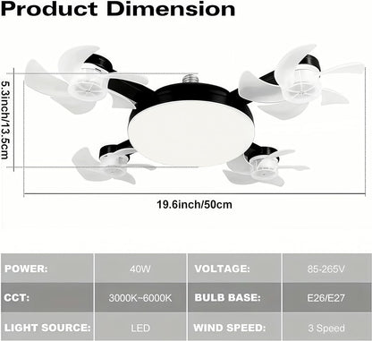 💥 55% OFF | Last Day ⏰ 🌬️ 2-in-1 Silent Ceiling Fan Light – Remote Control LED Fan with Foldable Blades & Timer 💡