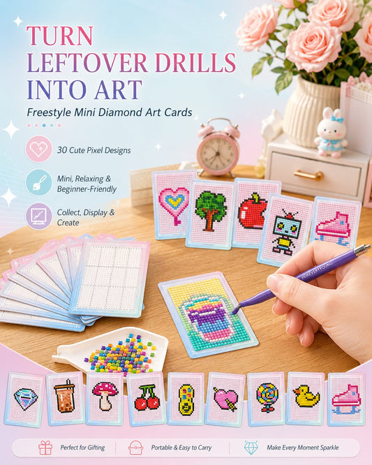 💎 Freestyle Mini Diamond Art Cards – 30PCS Cute Pixel DIY Craft Collection ✨