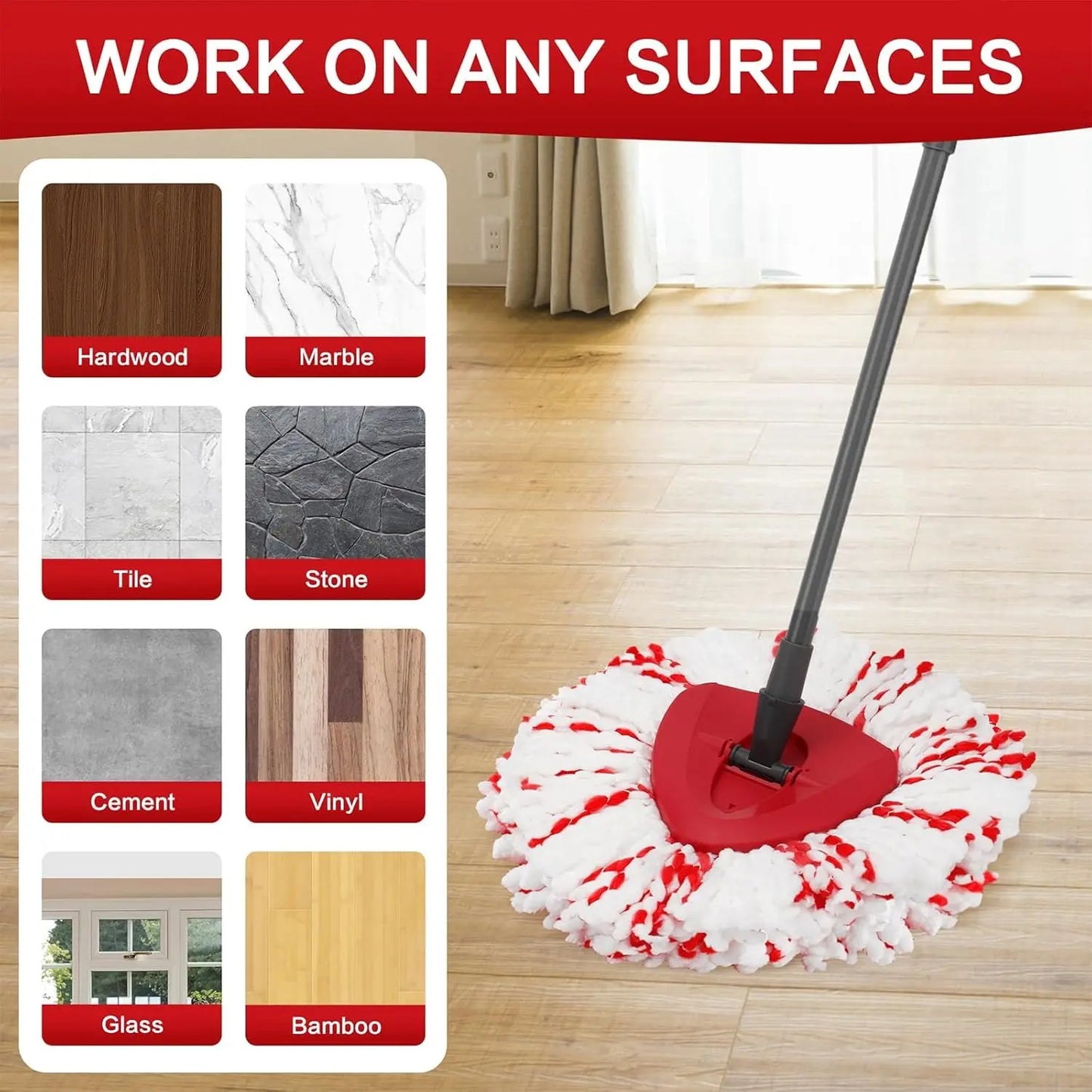 ✨ 3-Pack Spin Mop Head Replacements with Scrub Pads – Washable Microfiber Refills for Deep Cleaning