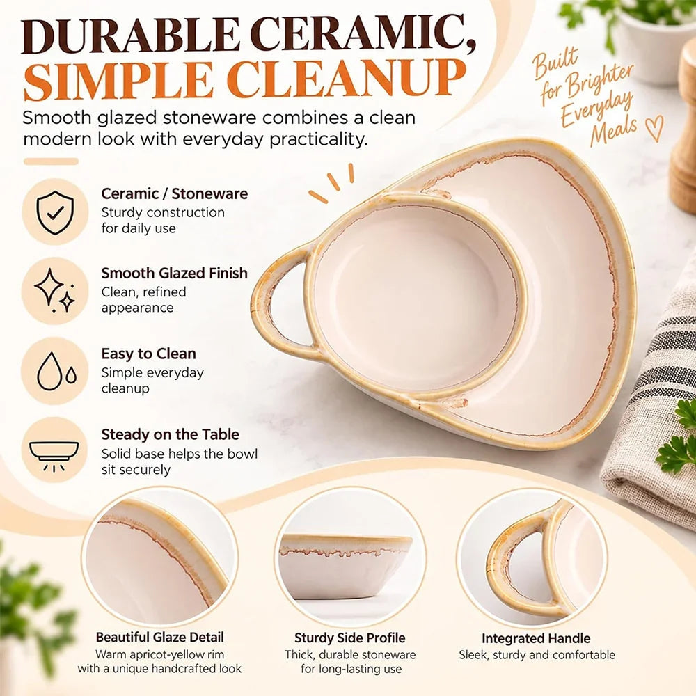 🍲✨ Rustic Reactive Glaze Ceramic Soup Bowls with Handles – Cozy Serveware