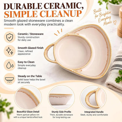 🍲✨ Rustic Reactive Glaze Ceramic Soup Bowls with Handles – Cozy Serveware