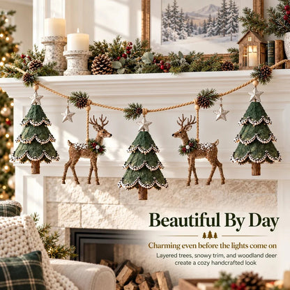 🦌 Lighted Woodland Christmas Garland