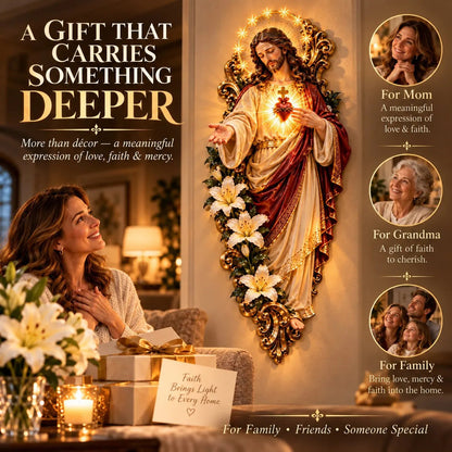 🕊️ Sacred Heart Of Jesus Lighted Wall Decor