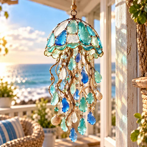 🌊 Sea Glass Coastal Charm Collection - Sun-Catching Hanging Decor 🐚