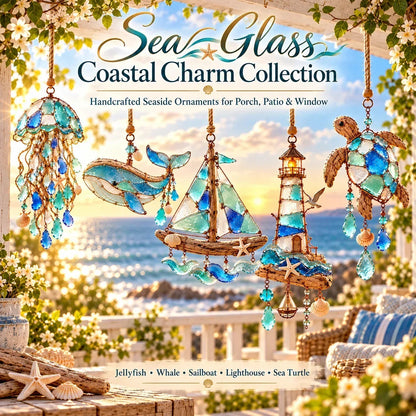 🌊 Sea Glass Coastal Charm Collection - Sun-Catching Hanging Decor 🐚