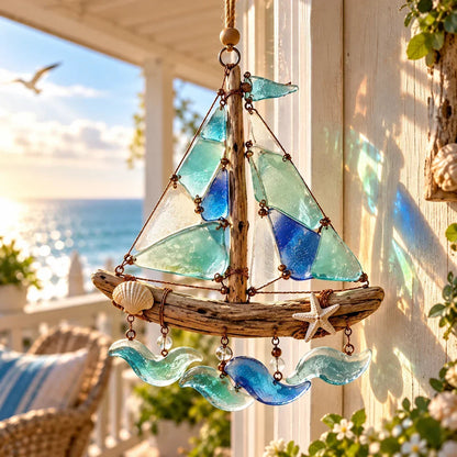 🌊 Sea Glass Coastal Charm Collection - Sun-Catching Hanging Decor 🐚