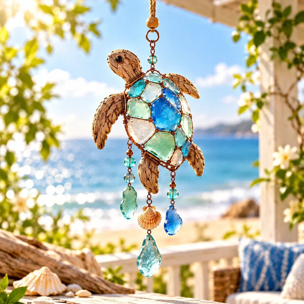 🌊 Sea Glass Coastal Charm Collection - Sun-Catching Hanging Decor 🐚