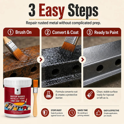 💥 50% OFF TODAY❗🛡️ Water-Based Rust Converter Paint for Metal | Brush-On Protective Coating